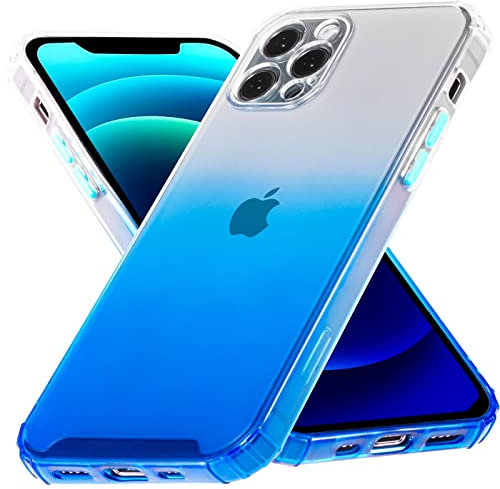 Verco Farbwechsel Hülle für Apple iPhone 12 Pro Max, Schutzhülle Handy Cover Transparent mit Farbverlauf und Kameraschutz Slim Case, Blau