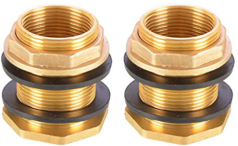 Lot de 2 connecteurs de réservoir d'eau en laiton avec joints en caoutchouc (mâle G1-1/2 vers femelle G1-1/4)