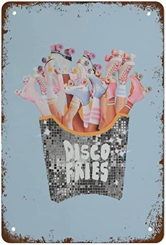 DAIERCY Disco Fries Poster Café Badezimmer Home Decor Küche Bauernhaus Antik Blechschilder 20,3 x 30,5 cm