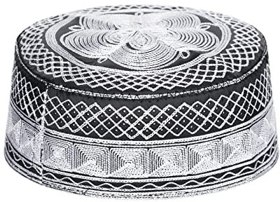 Muslimischer Gebetshut Herren Islamische Gebetsmütze Arabien Türkische Ägyptische Hijab Kopfbedeckung Vintage Islam Mütze Gestickte Beanie Mütze Skull Cap Männer Gebetskappe für Eid Ramadan Pray