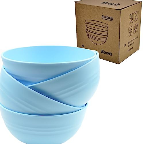 Unbreakable Cereal Bowls, Large Plastic Bowls Set of 4, EU Tested. Lightweight, Dishwasher and Microwave Safe, Ideal for Cereal, Salad, Noddle and Parties (Single) (Blue, Single)