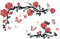 SUPERDANT Romantique Rose Rouge Stickers Muraux Papillons Rouges Stickers Muraux avec Branches Noires Feuilles Décoration Murale pour Maison Filles Chambre Salon Décoration de Fête de Mariage