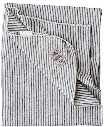 Lilano, Leichte Merino/Seide Ringel Babydecke, 70% Wolle (KBA), 30% Seide, 210Gr./m² (Grau Geringelt)