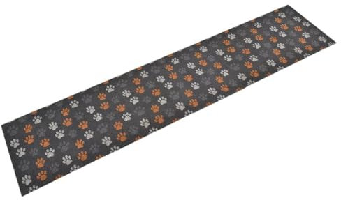 vidaXL Küchenteppich, Küchenläufer rutschfest Waschbar, Teppich Läufer für Küche, Teppichläufer Maschinenwaschbar, Pfoten 60x300cm Samt