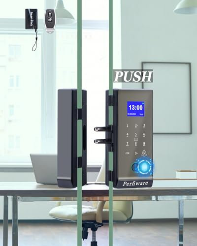 Smart Glass Door Lock,Perfiware 4in1 Biometric Fingerprint Glass Door Locks LG2315,2024 Drill-Free Keyless Entry Upgraded Door Locks,Great for Office,Home,Hotel,Apartment