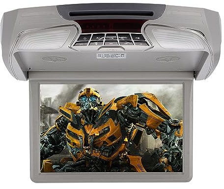 JSCARLIFE 12.1 Car Roof Multimedia Player,Car Overhead Flip Down Monitor Screen Dispaly 1080P Video HD Digital IPS Screen Wide Screen Mounted Player HDMI IR FM USB (Grey)
