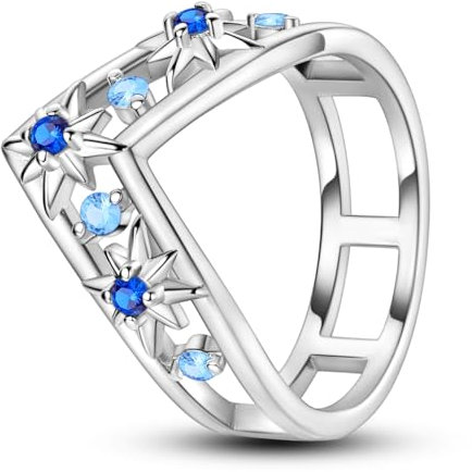 Hapour Damen Silber 925 Ringe Cubic Zirkonia Eternity Bands Stapelbar Vintage Ringe für Frauen