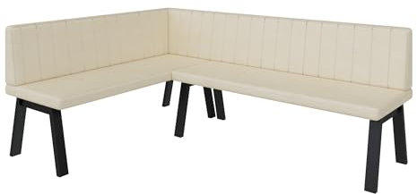FURNISTAR Eckbank Akiko Metal A - Eckbankgruppe für Ihrem Esszimmer, Küche modern, Sitzecke, Essecke. Perfekt für Küche, Büro und Rezeption. Solide und Starke Verarbeitung. (142x196-Links-Soft18)