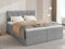 BROMARKT Boxspringbett mit Bettkasten Polsterbett mit Bonell-Matratze und Topper Doppelbett mit Stauraum Bett für Schlafzimmer gepolstertes Kopfteil Detroit 180x200 Härtegrad H3 Flachgewebe Hellgrau