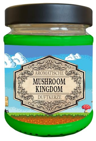 Fantasy Nerd Duftkerze | Mushroom Kingdom | Handgemacht in Deutschland | 240ml | ca. 40 Stunden Brenndauer | Geburtstagsgeschenk | Geschenkidee | Weihnachten