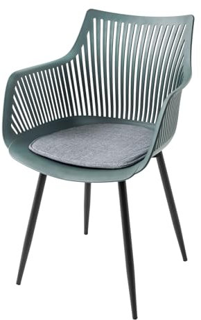 Riess Ambiente Esszimmerstuhl SIGNUM Salbei schwarz Kunststoff Gartenstuhl Indoor Outdoor mit Armlehnen Balkonstuhl