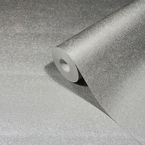 marburg Tapete Silber Glänzend Uni Modern Edel für Wohnzimmer Schlafzimmer MADE IN GERMANY 10,05 x 0,53m