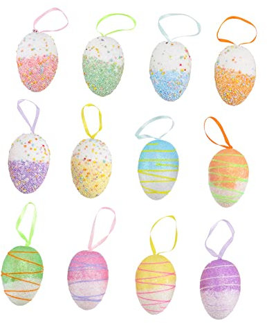 UPKOCH 12st Ostereier Kinderhandwerk Hängendes Osterei Osterkörbchenfüller Osterbaum Korb Vor Der Tür Ostern Schmücken Anhänger Basteln Für Kinder Osterei-verzierung Handbuch Pack Schaum