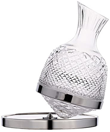 Duiaynke Decanter in vetro di cristallo girevole a 360°, per champagne, whisky, bourbon