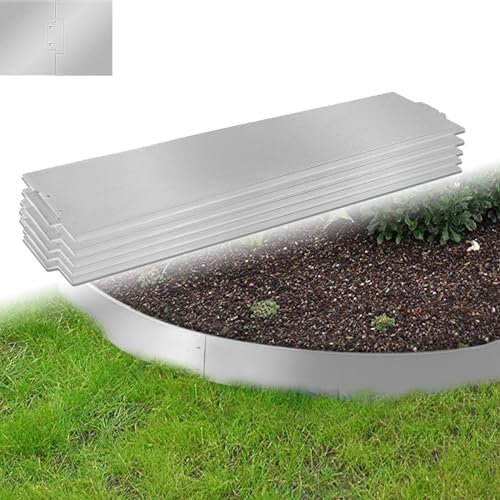 MAYTIIMO Rasenkante verzinkt Metall 100x15cm 5 Stück Beeteinfassung Beetumrandung Mähkante Palisade, Länge 5m - Höhe 15cm, Silber