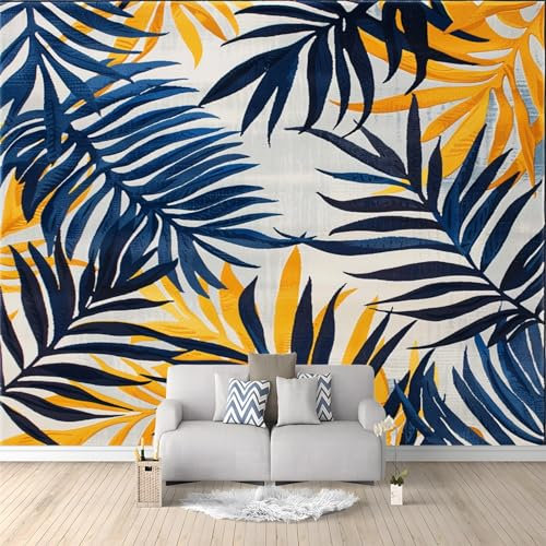 Art Fototapete Aquarell tropische Blätter 250 x 175 cm - Vlies Tapeten Moderne Wand Dekoration für Wohnzimmer, Schlafzimmer Büro und Flur, Design Wandtapete Design