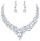 Ever Faith Wedding Bridal Jewellery Sparkly Teardrop Necklace Earrings Set for Women White Silver-Tone