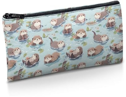 Binienty Federmäppchen mit Reißverschluss, großes Fassungsvermögen, Stiftehalter, Schreibwarenaufbewahrung, Stiftebeutel, Make-up-Tasche, Niedlicher Otter