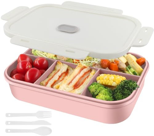 HUAERSICO Bento box - Caja de Almacenamiento Portátil para Guardar, Fiambrera Infantil/Adultos con Compartimentos - Taper Niños Colegio y Loncheras para Niños - Lunch Box kids/Adultos (Nórdico Rosa)