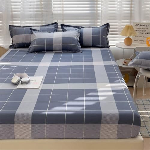 Odot Spannbettlaken Elastisch, Mikrofaser Spannbetttücher bis 25cm Tiefe Taschen Spannbetttuch Weiche Knitterfrei Spannleintuch Bettlaken für Boxspringbetten (Grau Plaid,200x220cm)