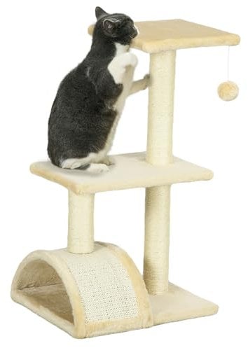 PawHut Arbre à Chat Arbre à Grimper griffoir pour Chat Hauteur 72 cm Balle Suspendue crème
