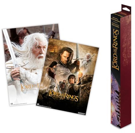 Grupo Erik Poster Der Herr der Ringe Set 2 Stück Kunstdruck - Deko Wohnzimmer oder Deko Schlafzimmer - Deko Zimmer - Größe 38 x 52 cm - Offizielle Lizenz