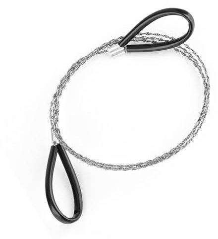 Stainless Steel Wire Saw for PVC Hose,Pipe,Tubing, General Tools Cable Saw 29.53inch Serrated Cutting Cable with Two Handles for Cutting Wood, Plastic, Bone, Rubber