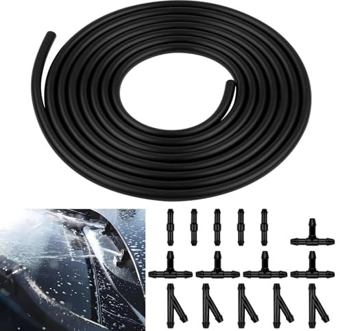 Hopton 3m Scheibenwaschanlage Schlauch mit 15 Stück Schlauchverbinder, Universell Wischwasserschlauch Reparaturset, Automotive Schlauch für Scheibenwaschanlage