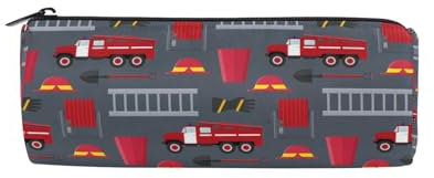 Federmäppchen, Feuerwehrmann, Grau, Stifthalter mit Reißverschluss, Leinen, Aufbewahrungsbox, Auto, LKW, Kosmetiktasche für Studenten, Schule, Büro, multi, Federmäppchen