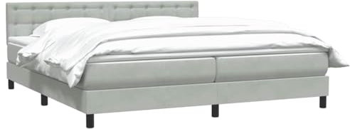 vidaXL Boxspringbett mit Matratze Hellgrau 200x220 cm Samt, Bett, Bett mit Stauraum, Möbel Schlafzimmer, Betten, Bett mit Bettkasten