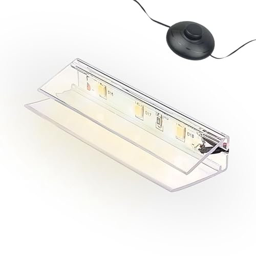 kalb | Iluminación de bordes de vidrio LED Ambilux Clip transparente 3000K 5000K 1-10 sets para vidrio de 4-10 mm, interruptor de pie, ampliable con regulador (Blanco cálido, Set de 1 unidad)