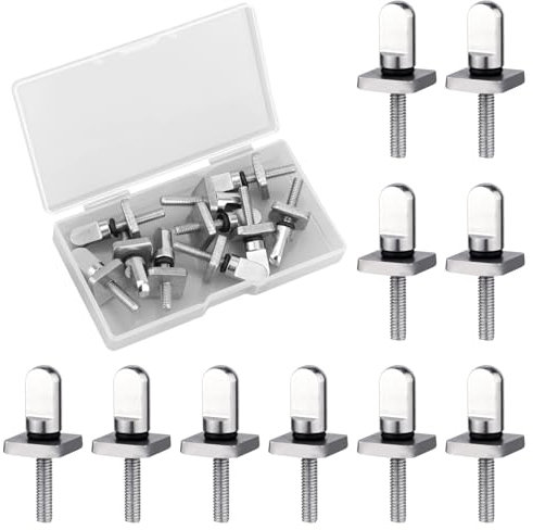 BOXOB 10pcs Surfboard Fin Screws, 316 Stainless Steel Paddle Board Fin Screw and Plate Surfboard Surfing Accessories with O-Rings for Surf Longboard & SUP