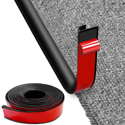 MeYuxg Selbstklebende Randleiste für Teppiche,5M Teppicheinfassband,PVC Eppich-und Boden Übergangsleiste Selbstklebend,Übergangsleiste von Teppich zu Holzboden,für Türkanten,Teppiche,Treppen(Schwarz)