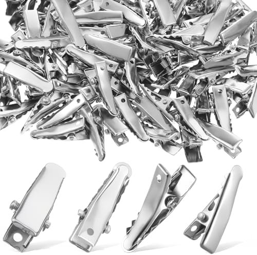 HJZHII 100 pinzas para el pelo de cocodrilo, 25 mm, pequeñas pinzas de metal para hacer lazos, mini pinzas de peluquería para manualidades, accesorios de arte