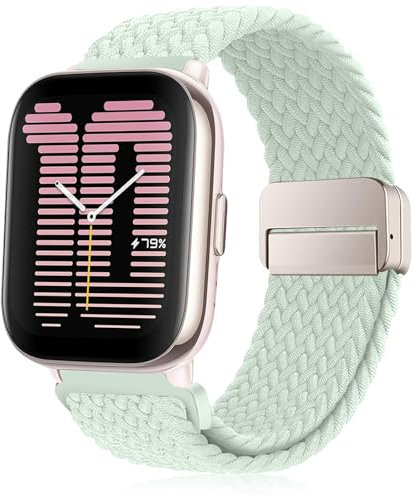 RUIMAYA Cinturino per Amazfit Active/2/GTS 4/GTS 4 Mini/GTS 3/GTS 2 Mini/Bip/GTR 42mm/Pop, Con Chiusura Magnetica, 20mm Bracciale Cinturini Ricambio Regolabile, Menta