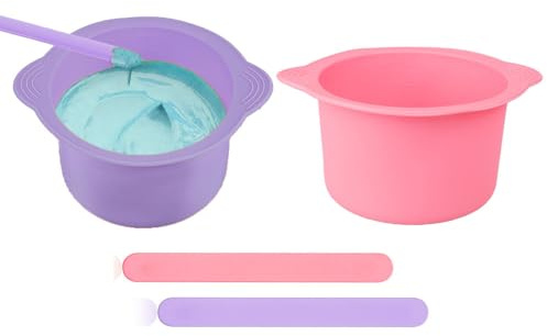 Changyeah 2 Pièces Rose chauffe en silicone La du bol, 10 x 6,5 cm antiadhésif cire Pot Silicone bol, réutiliser la cire fusion plus chaude Liner avec mélanger le bâton