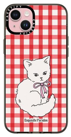 CASETiFY Compact Schutzhülle für iPhone 15 Plus [2 x Falltest in Militärqualität/1,2 m Fallschutz] - Kitten Ribbon - Schwarz