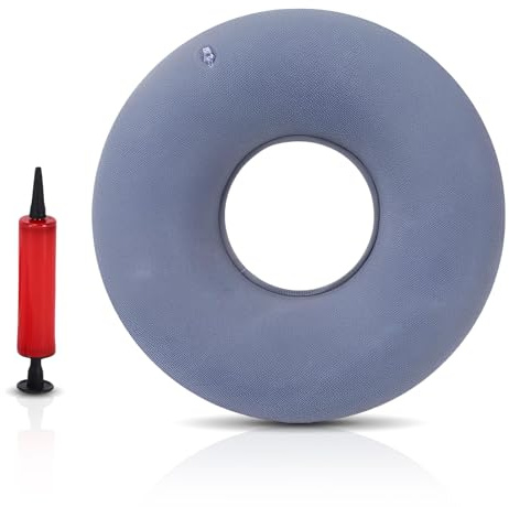 Qixuer Hämorrhoiden Sitzkissen, Sitzring Nach Op, Donut Kissen, Sitzring Hämorrhoiden, Grau (Durchmesser 38cm mit Pumpe)