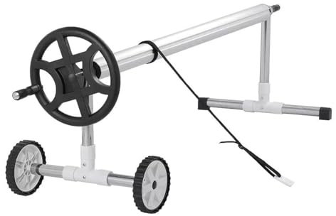 Enrouleur De Piscine Mobile avec Pneus Pleins Enrouleur Bache Piscine Hors Sol avec Bandes De Fixation Système D'enroulement pour Bâches Solaires Et Bâches De Piscine