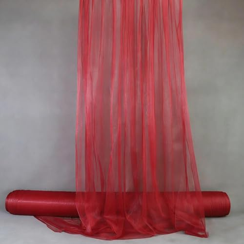 Tüll Stoff für Hochzeit Vorhang,Querbehang Hochzeitsbogen,160 x 800cm Hochzeitsdeko Gardinen Deko Schals,Tüllstoff zum Nähen Meterware,Kostümstoff,Dekostoff für Fotografie,Party,Zeremonie,Weinrot