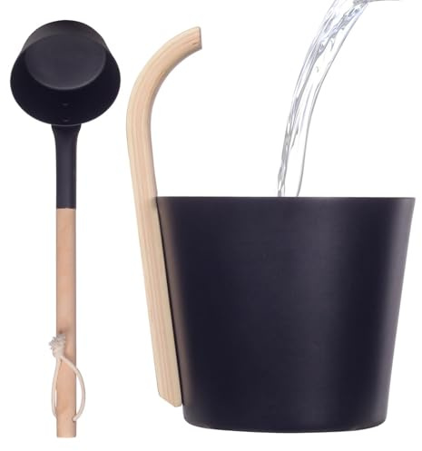 Sauna-Eimer- und Schöpflöffel-Set – 7 l Innensauna-Wasserfass | Aluminiumbehälter | Trockensauna-Zubehör für Zuhause, Spa-Center, Badezimmer, Badewanne, Hotelbadzubehör
