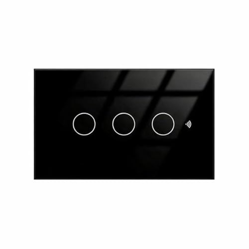 Interruttore Touch da Parete Matter WiFi 2.4G, Per Scatola 503, 3 Tasti, Rettangolare 120X72X38mm, APP TUYA Smart Life, Vetro Temperato Nero