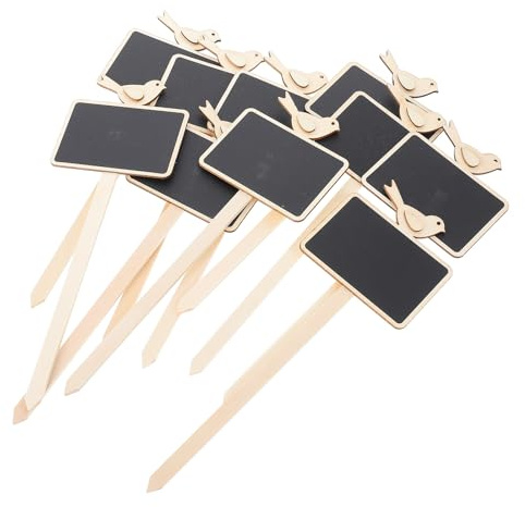 JOYOFREELY 20 Pcs Black Wooden Chalkboard Sign Food Toppers with Sticks, Decorative Synthetic Material Message Boards for Plants Pot Signs and Christmas Table Numbers Signage