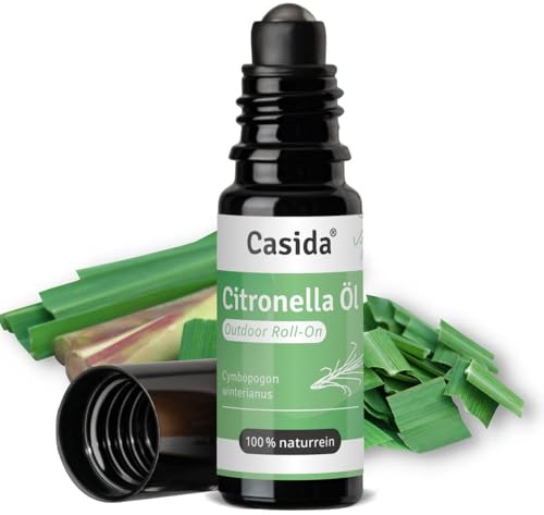 Casida Olio di citronella roll-on per esterni, 100% naturale, per il periodo delle zanzare