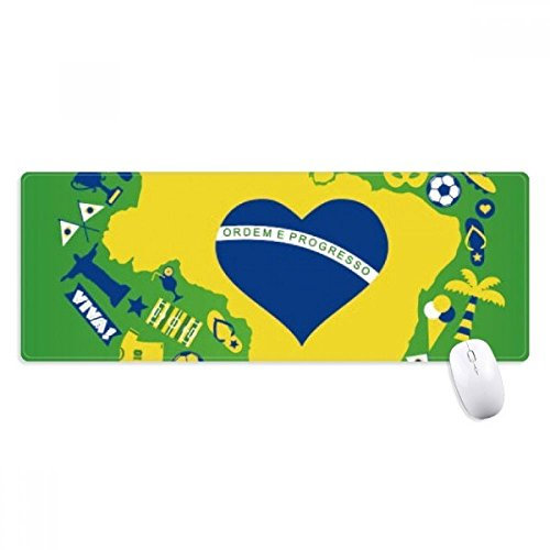 beatChong Heart-Shaped Orderm Brasilien Karten Griffige Mousepad Große Erweiterte Spiel Büro titched Kanten Computer-Mat Geschenk