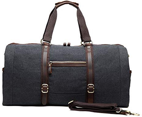 Neuleben Reisetasche Handgepäck Weekender Tasche Canvas Groß 40L Damen Herren (Dunkelgrau)