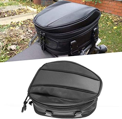 Kuuelyn Motorrad Sitztasche, PU Leder Schwarz Wasserdichter Rückensattel Helm Heckgepäckbeutel Box