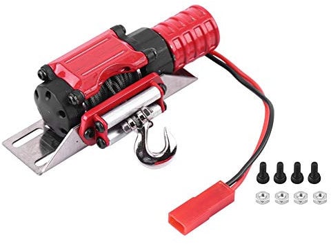 VGEBY1 Treuil de Moteur de Simulation, système de contrôle de treuil électrique RC pour 4 SCX10 1/10 échelle RC modèle de Voiture sur véhicule Accessoire de véhicule(Rouge + Noir)