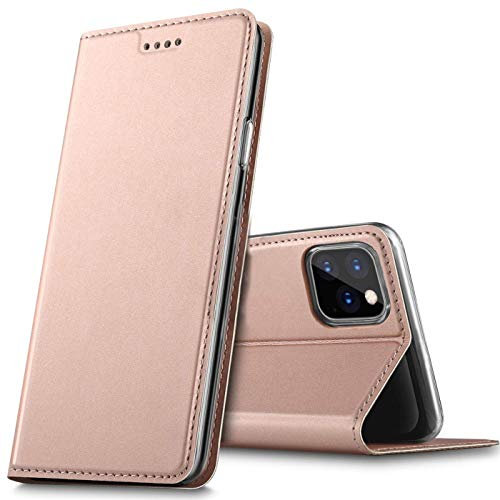 Verco case per Apple iPhone 11 Pro Max Cover, Custodia a Libro Pelle PU per iPhone 11 Pro Max Booklet Protettiva [magnetica integrata], Rosa