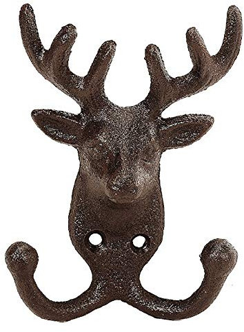 euro souvenirs Garderobenhaken Hirsch 9X 3x13cm | Wandhaken Kleiderhaken Motiv Hirschgeweih | Gusseisen Haken